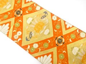 アンティーク　菱に桐・菊模様織り出し袋帯（材料）